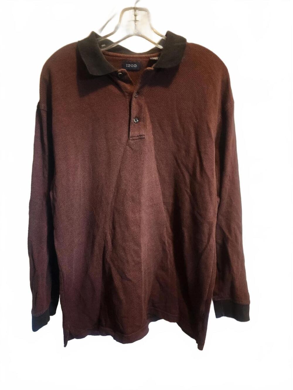 Izod Reddish Brown Long Sleeve Shirt. Mens Size Medium. Excellent condition